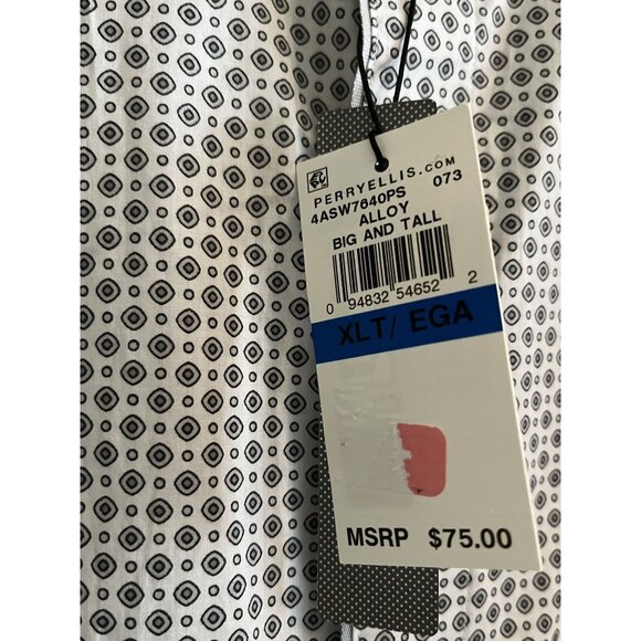 Perry Ellis Alloy Big & Tall Button Up Short Sleeve Shirt XLT TGE EGA 100% Cotto - Picture 4 of 15